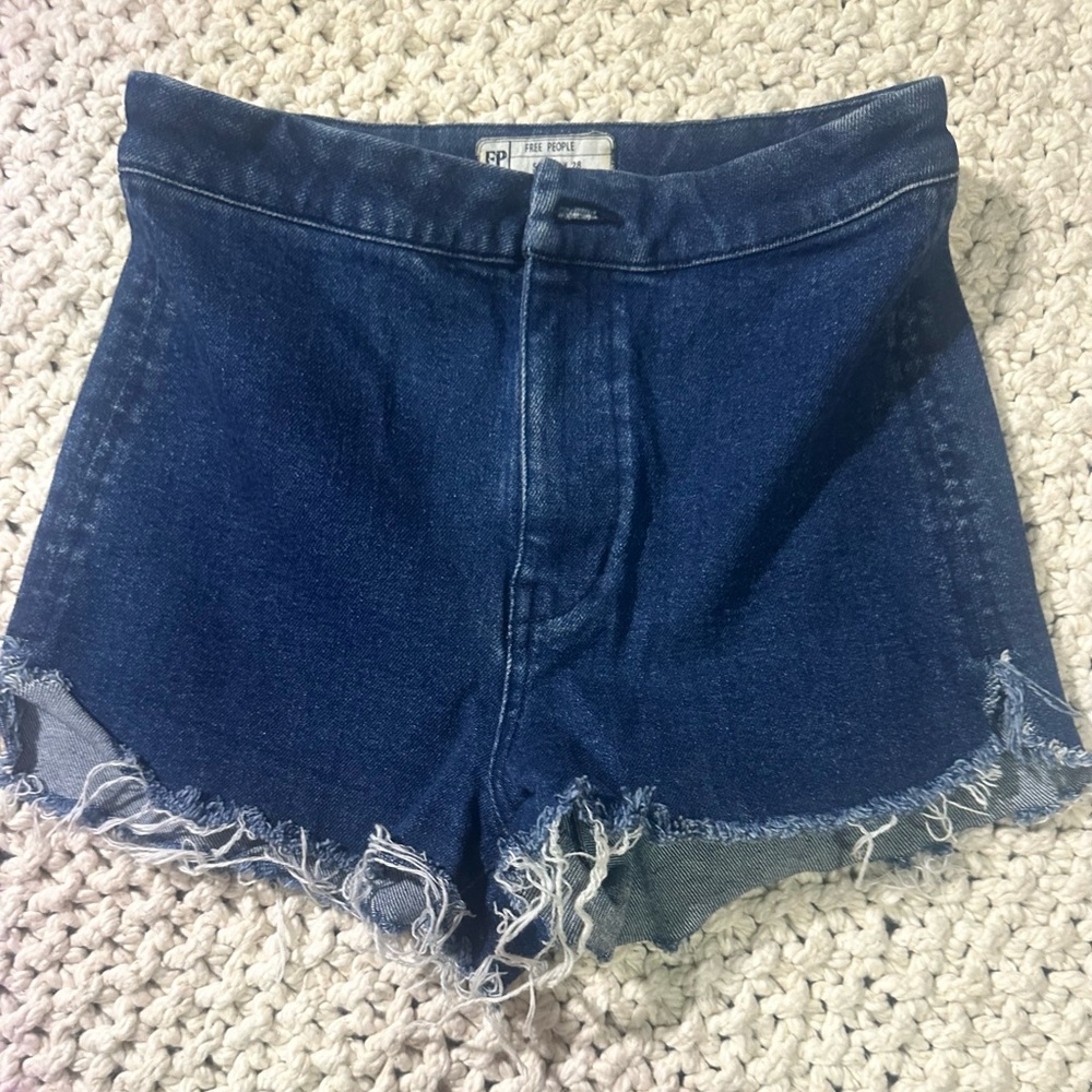 Free People Dark Blue Jean Shorts
